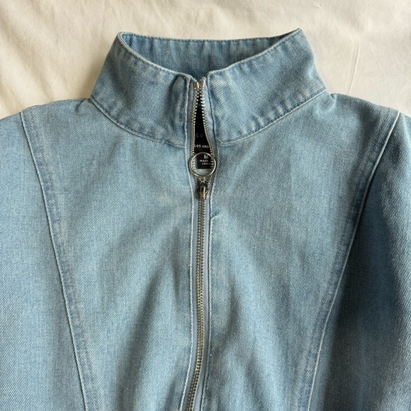 HAUTE MONDE O-Ring Zipper Wash Denim Bomber Jacket Size M - Picture 10 of 13
